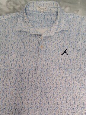 Peter Millar Summer Comfort Polo Men Large Atlanta Braves Golf Performance Shirt